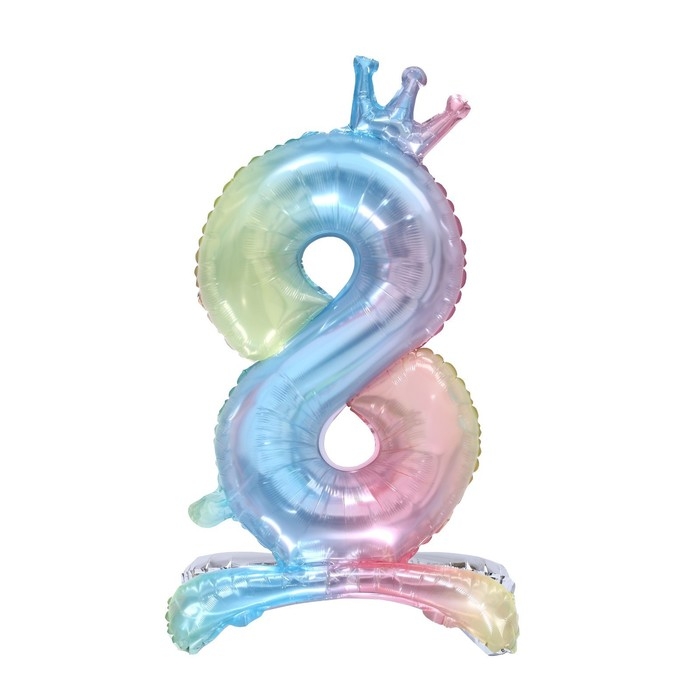 Шар фольгированный 32" &laquo;Цифра 8 с короной&raquo;, градиент, на подставке