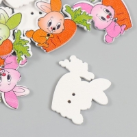 Пуговицы дерево для творчества 2 прокола "Зайчик с морковкой" набор 15 шт 3,3х3,7 см Пуговицы дерево для творчества 2 прокола "Зайчик с морковкой" набор 15 шт 3,3х3,7 см