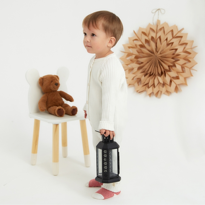 Комбинезон вязаный Крошка Я, р.74-80, молочный