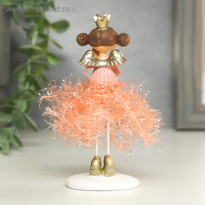Сувенир полистоун "Ангелочек-принцесса в юбке-мишуре со зверьком" МИКС 12х4х5 см