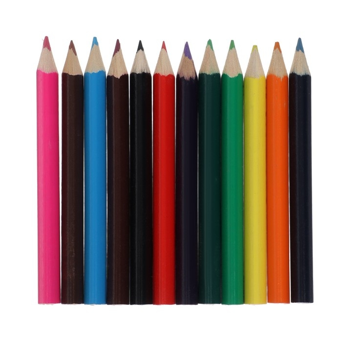 Карандаши Calligrata Карандаши Calligrata "Машинка", 12 цветов, МИНИ, корпус деревянный, треугольный