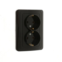 Розетка двухместная Luazon Lighting "Орион", 16 А, скрытая, с з/к, черная Розетка двухместная Luazon Lighting "Орион", 16 А, скрытая, с з/к, черная
