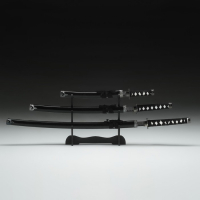 Сув. изделие катаны 3в1 на подставке, ножны дерево, черные глянец 54/81/100см, рукоять микс