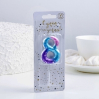 Свеча для торта цифра "8",космос, 5,5 см, 16 мин Свеча для торта цифра "8",космос, 5,5 см, 16 мин