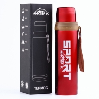 Термос, 550 мл, Гильза "Мастер К. Спорт",  с кружкой, сохраняет тепло 10 ч, 7 х 28 см, красный 50899