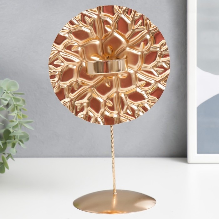 Подсвечник металл на 1 свечу Подсвечник металл на 1 свечу "Паутина времени" золото 26х14,5х11 см