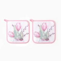 Набор прихваток Этель"Тюльпаны" 2шт, 19х19см,саржа,100% х/л,ватин 250г/м2 Набор прихваток Этель"Тюльпаны" 2шт, 19х19см,саржа,100% х/л,ватин 250г/м2