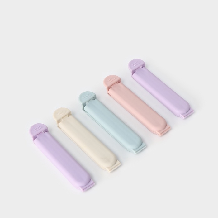 Зажимы для пакетов Доляна «Базис», 5 шт, 7 см, цвет МИКС Зажимы для пакетов Доляна «Базис», 5 шт, 7 см, цвет МИКС