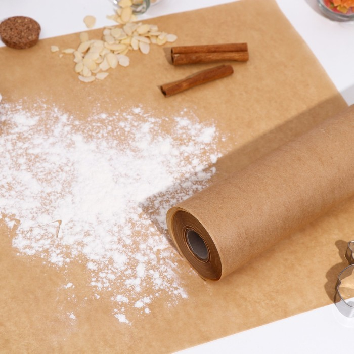 Пергамент силиконизированный, коричневый, жиростойкий, 38 см х 50 м