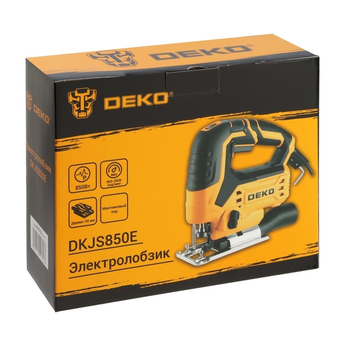 Электролобзик DEKO DKJS850E, 850 Вт, регулировка оборотов, маятниковый ход, 800-3000 об/мин Электролобзик DEKO DKJS850E, 850 Вт, регулировка оборотов, маятниковый ход, 800-3000 об/мин