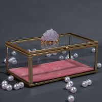 Органайзер для хранения «Кристалл», с крышкой, стеклянный, 1 секция, 14,5 × 9 × 8 см, цвет прозрачный/медный/розовый Органайзер для хранения «Кристалл», с крышкой, стеклянный, 1 секция, 14,5 × 9 × 8 см, цвет прозрачный/медный/розовый