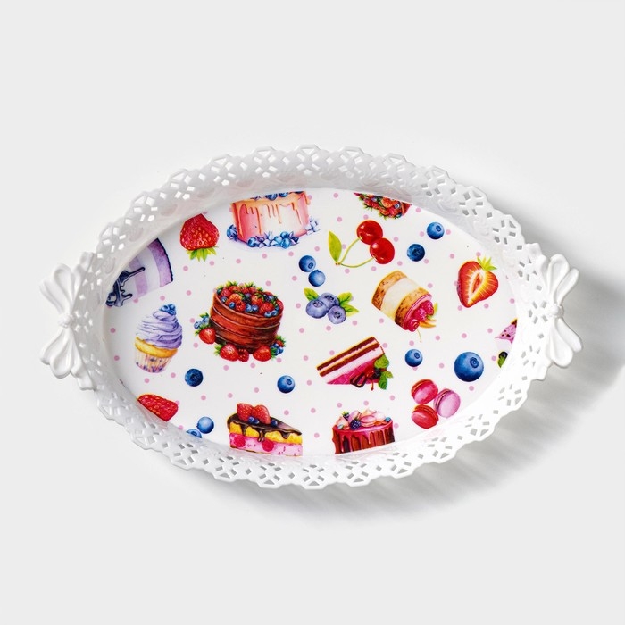 Поднос овальный Доляна &laquo;Пастораль&raquo;, 36&times;22&times;5 см, цвет МИКС