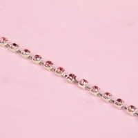 Цепь со стразами, металл, стекло, 3 мм, SS12, 9 &plusmn; 1 м, цвет розовый
