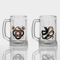 Кружка стеклянная для пива «Золотые змейки», 500 мл, МИКС Кружка стеклянная для пива «Золотые змейки», 500 мл, МИКС