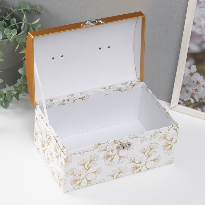 Шкатулка картон сундучок "Узор золотом" набор 3 шт 26х18х16,5 24х16х14,5 22х14х12,7 см