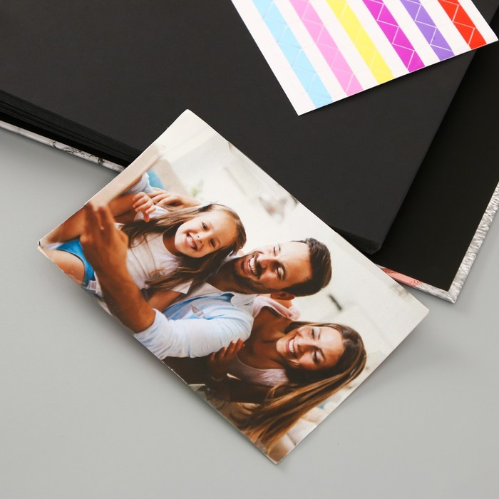 Фотоальбом 25 листов (уголки+кольца) "Треугольники: мрамор, кожа" 27х19 см