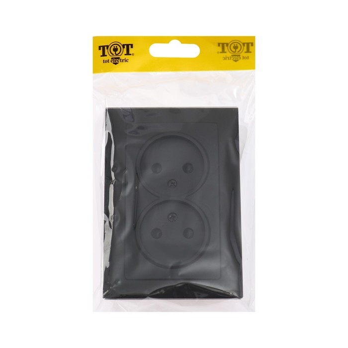 Розетка двухместная TOT Glossy Glass, 10 А, скрытая, без з/к, стекло, черная
