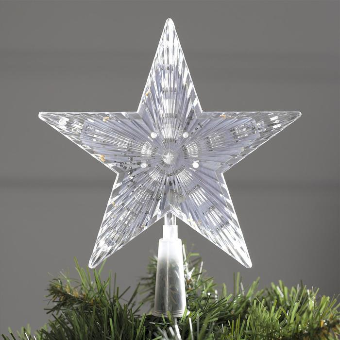 Светодиодная верхушка на ёлку &laquo;Звезда белая&raquo; 18 см, 20 LED, провод 2 метра, 220 В, свечение мульти