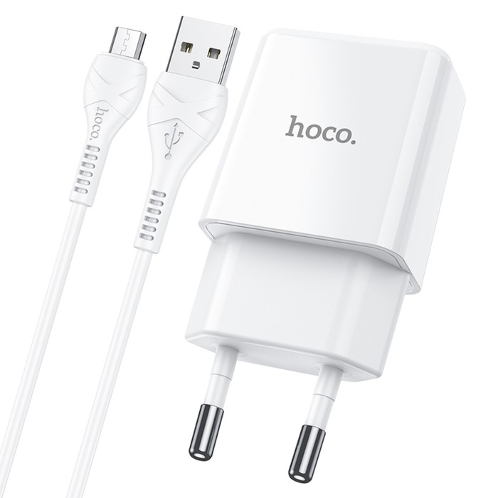 Сетевое зарядное устройство Hoco N9, USB - 2.1 А, кабель microUSB 1 м, белый Сетевое зарядное устройство Hoco N9, USB - 2.1 А, кабель microUSB 1 м, белый