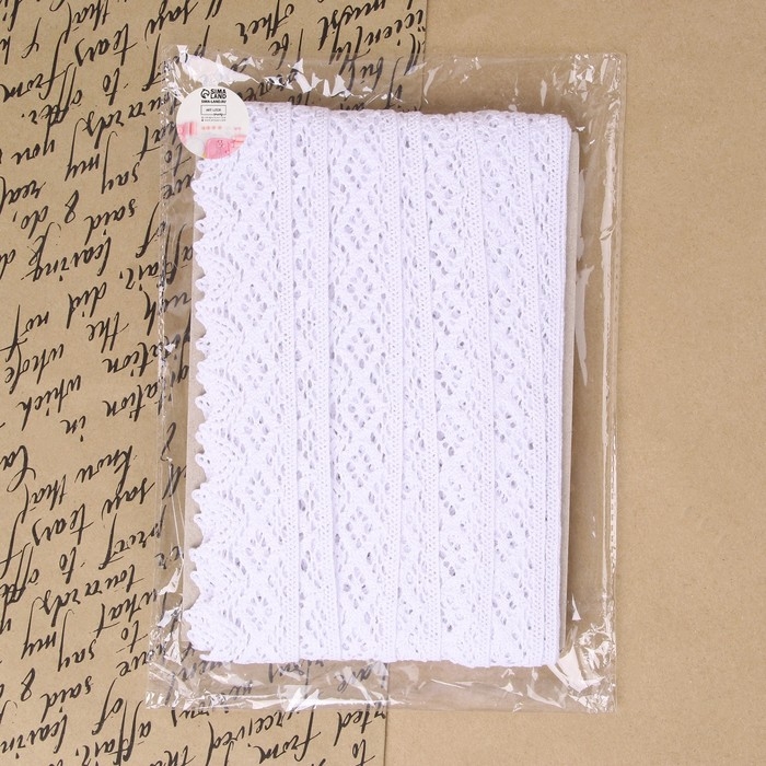 Кружево вязаное, 40 мм &times; 10 &plusmn; 1 м, цвет белый