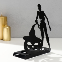 Подсвечник металл на 2 свечи "Хэллоуин. Зомби с тыквой" чёрный 17,5х14х6 см