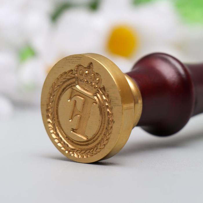 Печать для сургуча с деревянной ручкой Печать для сургуча с деревянной ручкой "Корона с буквой F" 9х2,5х2,5 см