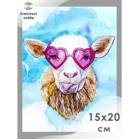 Алмазная мозаика &laquo;Стильная овечка&raquo;, 15 &times; 20 см
