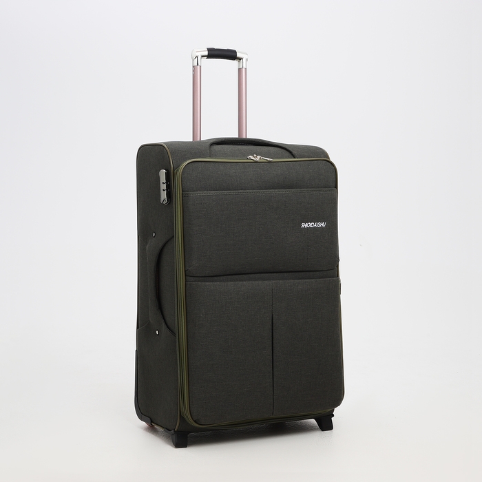 Чемодан большой 95 л (L), отдел на молнии, с расширением, кодовый замок, 3 колеса, 2 наружных кармана, цвет хаки