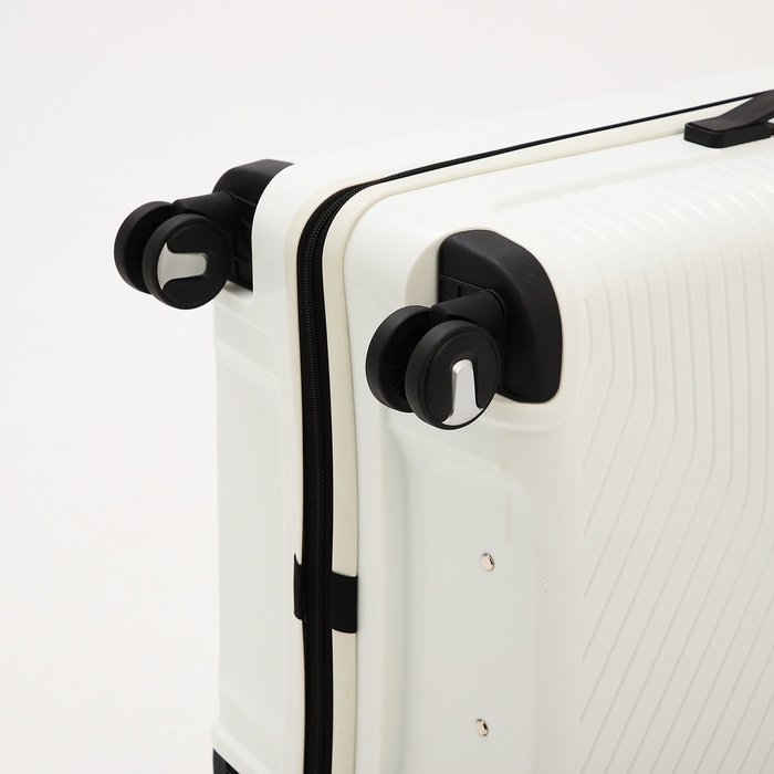 Чемодан большой 100 л (L), отдел на молнии, кодовый замок, 4 колеса, цвет белый