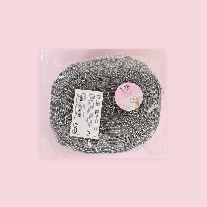 Лента с имитацией страз, 6 см, 9 &plusmn; 1 м, цвет серебряный