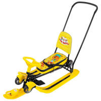 Снегокат с колёсами &laquo;Тимка спорт 6 Три кота&raquo;, ТС6/ТК, с родительской ручкой, со спинкой и ремнём безопасности, цвет жёлтый/чёрный