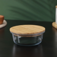 Контейнер для еды из жаропрочного стекла с бамбуковой крышкой BellaTenero «Эко», 350 мл, 13×5,5см Контейнер для еды из жаропрочного стекла с бамбуковой крышкой BellaTenero «Эко», 350 мл, 13×5,5см