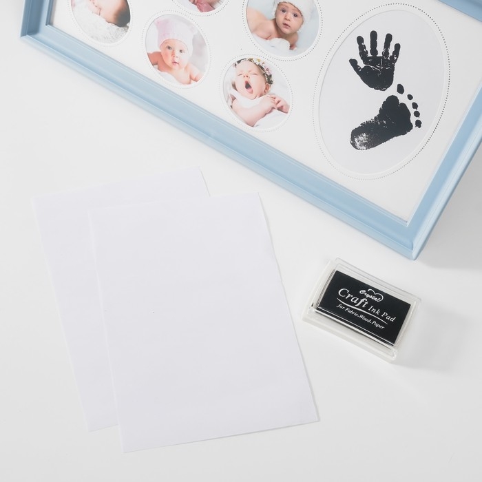 Фоторамка пластик на 6 фото 6х6 см Фоторамка пластик на 6 фото 6х6 см "Маленький ангел" голубая 2х38х20 см