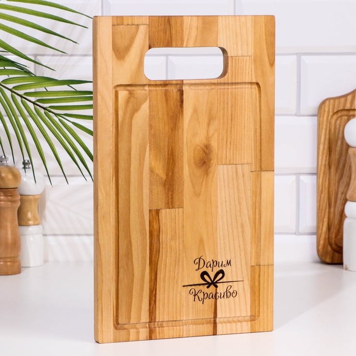 Доска разделочная Доска разделочная "Прямая ручка" средняя (кровосток) 34х20х1,8 см