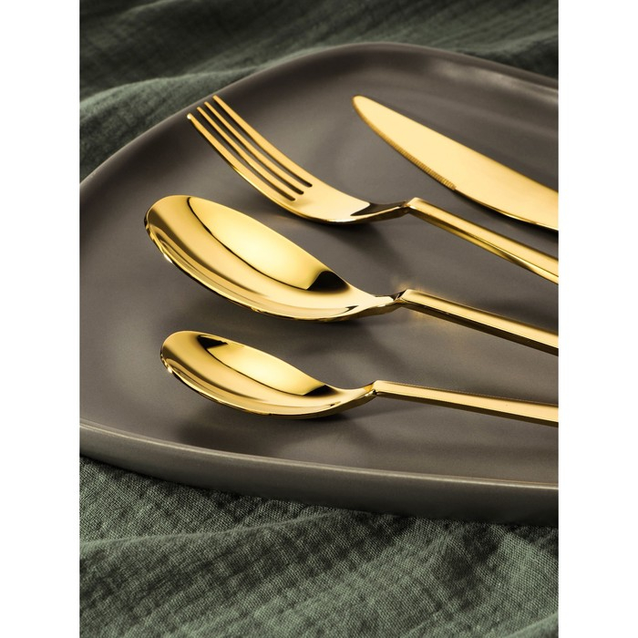 Столовые приборы из нержавеющей стали Magistro Giant, 4 предмета, цвет золотой Столовые приборы из нержавеющей стали Magistro Giant, 4 предмета, цвет золотой