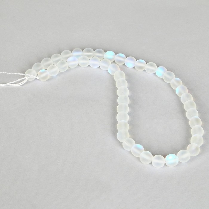 Бусины из натурального камня &laquo;Кошачий глаз&raquo;, набор 46 шт., размер 1 шт. &mdash; 8 мм, матовый белый