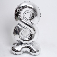 Шар фольгированный 50" &laquo;Цифра 8&raquo;, на подставке, серебро