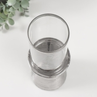 Подсвечник керамика, стекло на 1 свечу "Пустыня" d=8 см серебро 9,5х9,5х27 см