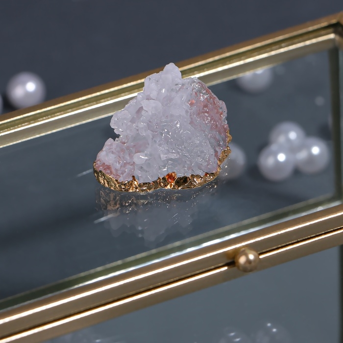 Органайзер для хранения &laquo;MOUNTAINS&raquo;, с крышкой, стеклянный, с зеркальным дном, 1 секция, 14,5 &times; 8,5 &times; 6 см, цвет прозрачный/медный