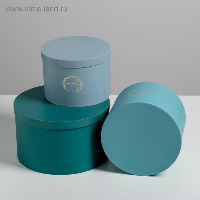 Набор шляпных коробок для цветов 3 в 1, упаковка подарочная, &laquo;Бирюза&raquo;, 18 х 13 см - 25 х 15 см