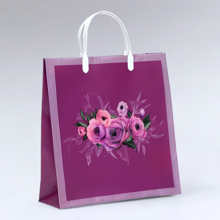 Пакет Пакет "Акварельный букет", мягкий пластик, 30 х 30 х 9 , 140 мкм