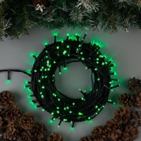 Гирлянда &laquo;Нить&raquo; 20 м, IP44, тёмная нить, 200 LED, свечение зелёное, 8 режимов, 220 В