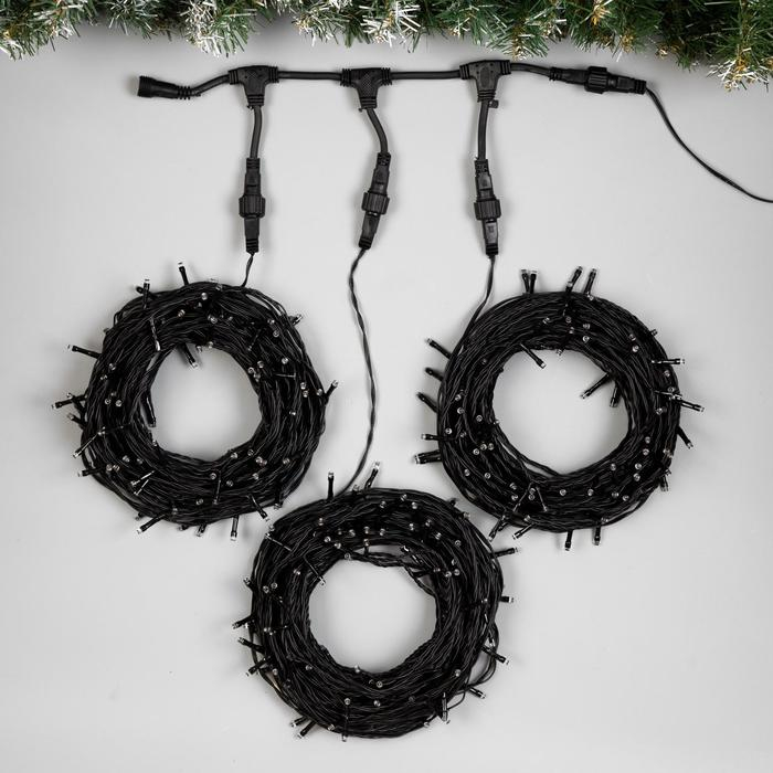 Гирлянда &laquo;Клип-лайт&raquo; 3 нити по 20 м, IP44, УМС, тёмная нить, 399 LED, свечение фиолетовое, 8 режимов, 24 В