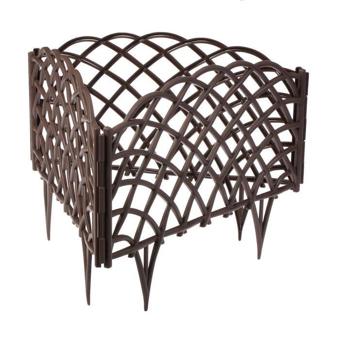 Ограждение декоративное, 34 &times; 270 см, 6 секций, пластик, коричневое, &laquo;Диадема&raquo;