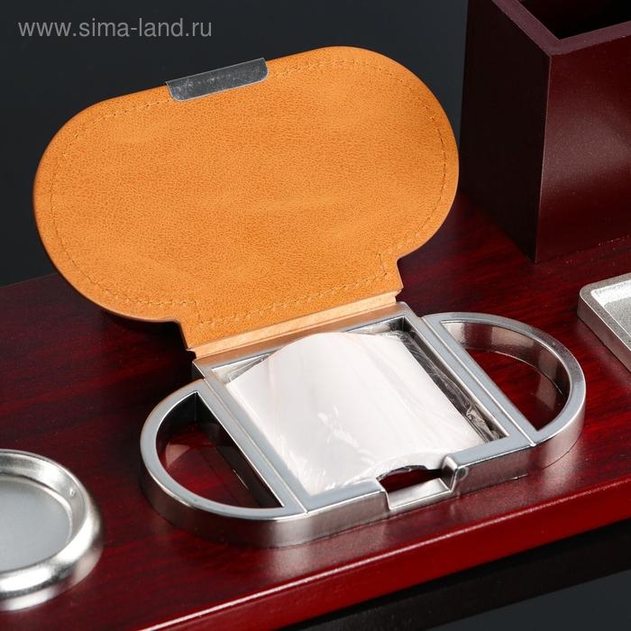 Набор настольный 6в1 с визитницей и часами, красное дерево Набор настольный 6в1 с визитницей и часами, красное дерево