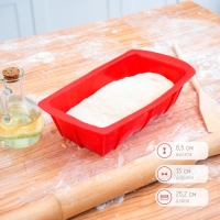 Форма для выпечки Доляна &laquo;Хлеб&raquo;, силикон, 16,5&times;8,3&times;5,3 см, внутр.размер 14,5&times;6,3&times;5,3 см, цвет красный