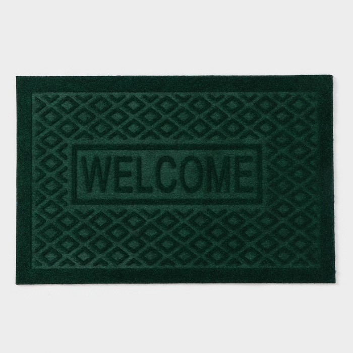 Коврик придверный Доляна Welcome, ромбы, влаговпитывающий, без окантовки, 38&times;58 см, цвет МИКС