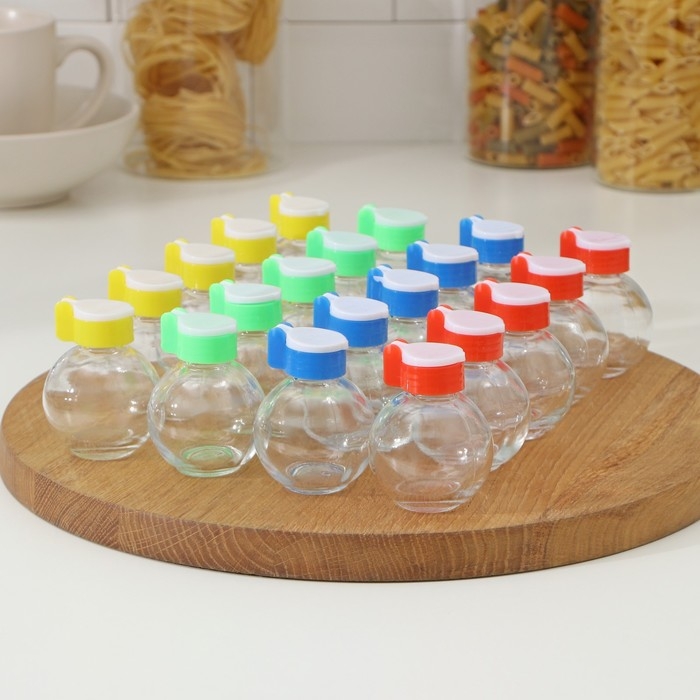 Набор стеклянных солонок Доляна «Шар», 60 мл, 5×7 см, 20 предметов, цвет МИКС Набор стеклянных солонок Доляна «Шар», 60 мл, 5×7 см, 20 предметов, цвет МИКС