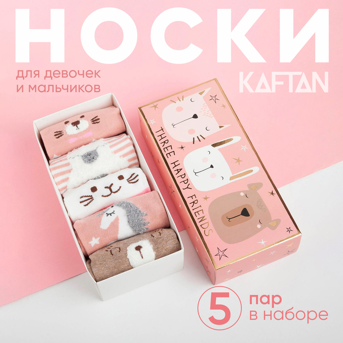 Набор носков KAFTAN Набор носков KAFTAN "Three happy friends" 5 пар, 22-24 см