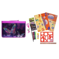 Папка-пенал для труда А4, 340 х 240 х 30 мм, с ручкой, молния вокруг, наполнение 27 предметов, Calligrata,"Бабочки", ламинированный картон (объемный 3D-рисунок с эффектом металлика) Папка-пенал для труда А4, 340 х 240 х 30 мм, с ручкой, молния вокруг, наполнение 27 предметов, Calligrata,"Бабочки", ламинированный картон (объемный 3D-рисунок с эффектом металлика)